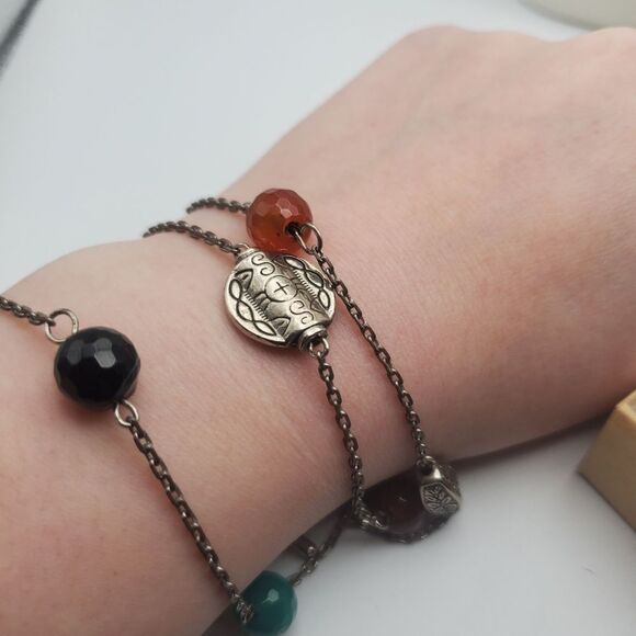 Triple tiered Aztec chained bracelet w toggle clasp‎ B1104 - Picture 1 of 3